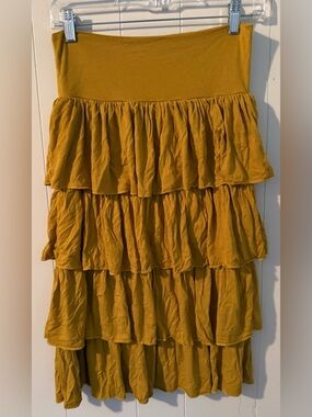 Nuggles Girls Tiered Mustard Yellow Midi Skirt - Girls 10
